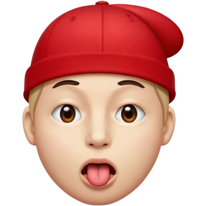 I want an emoji with a face with its tongue sticking out to the side and also with one eye closed to the side and also with a red cap.  emoji