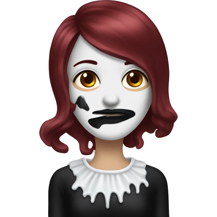 Dark Red haired goth Woman with shaving cream on her face emoji
