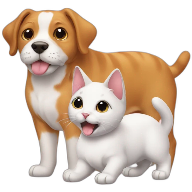 Cat under dog emoji
