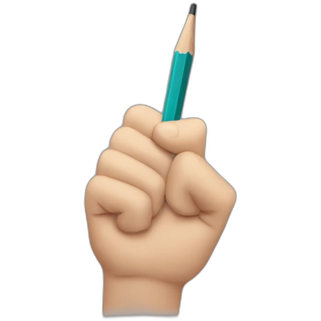hand holding pencil in fist emoji