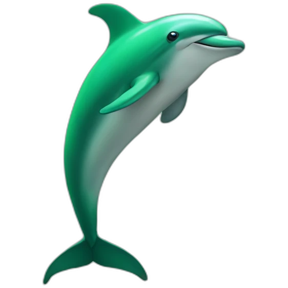 Green dolphin with arm and foot emoji