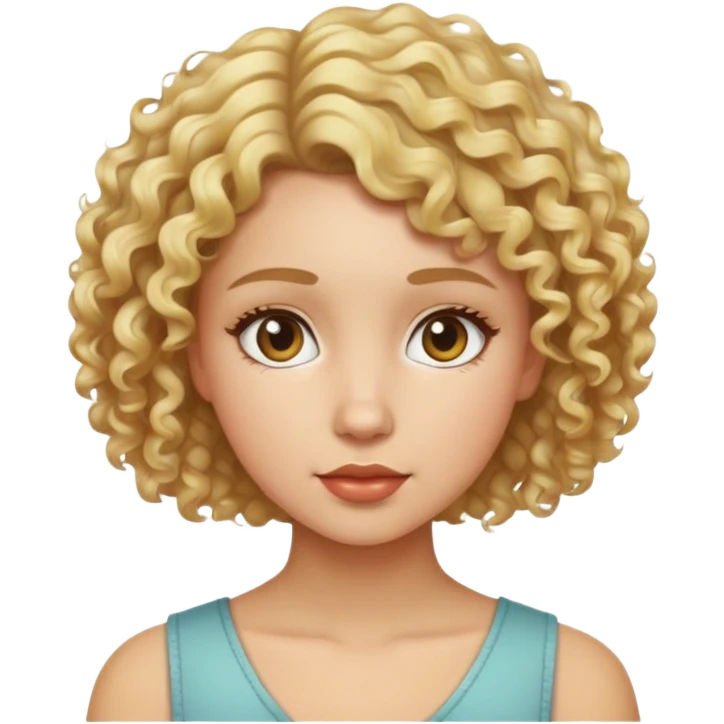 A girl with short blonde curly hair lightskin emoji
