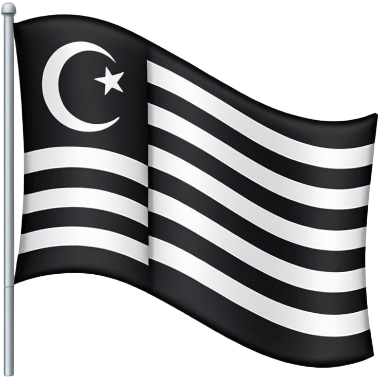 A simple flag with three black horizontal lines and three white horizontal lines, no stars emoji