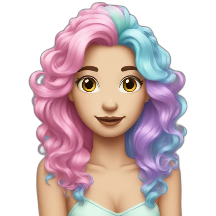 pastelcolor-rainbowhair-unicorn emoji