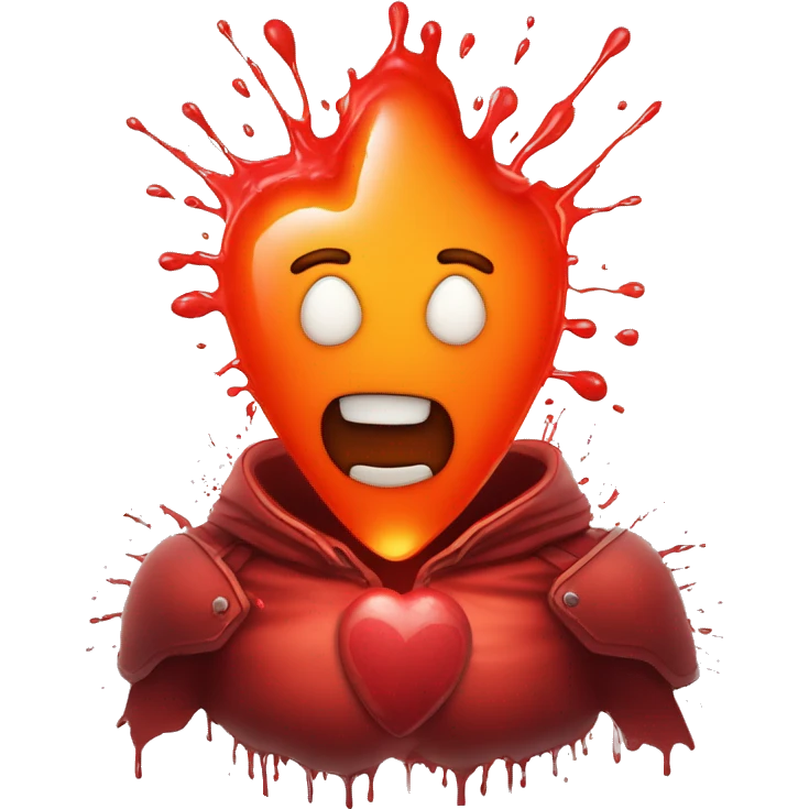 bleeding red heart glowing red-orange with splatter emoji
