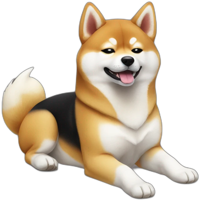 shiba inu full body sit photo 3/4 back paws like lying down emoji