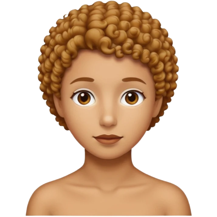 Uma personagem com o cabelo bem curto cacheado  emoji
