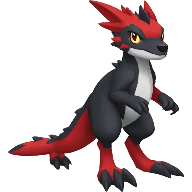 Anthro Cute cool black red nargacuga sergal animal hybrid Fakemon full body emoji