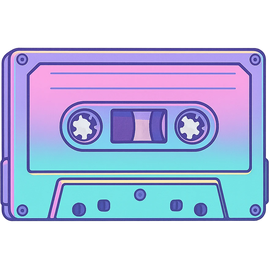 vaporwave style cassette tape, pastel colors emoji
