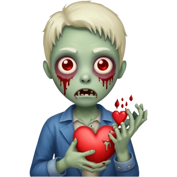 Cute zombie holding heart emoji