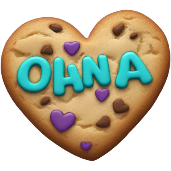 Teal purple Cookie heart with ohana emoji