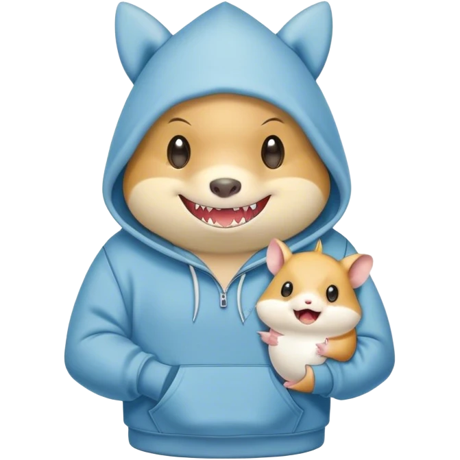 Shark with hamster face shaped hoodie emoji
