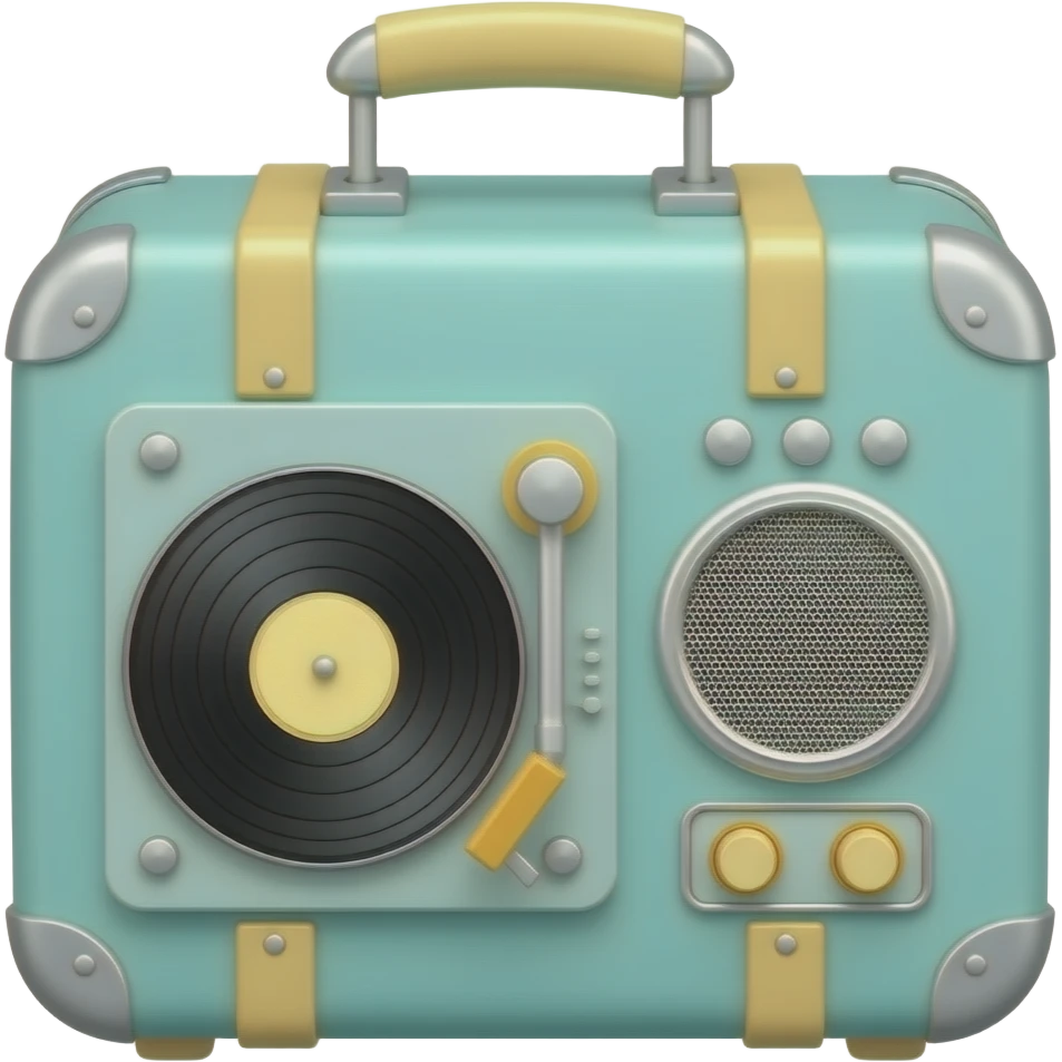 El tocadiscos que Muriel usa en Coraje, el perro cobarde es un modelo antiguo  de tipo maleta (suitcascomún en la época de los años 50 o 60. Se caracteriza por tener la bocina integrada, un diseño portátil con asa y ser de colores pastel, emoji