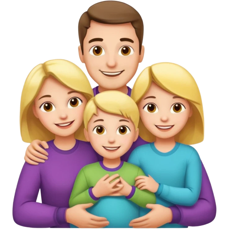 "Husband and wife with 50 children taking a group photo, cheerful, colorful cartoon style, bright and playful." emoji