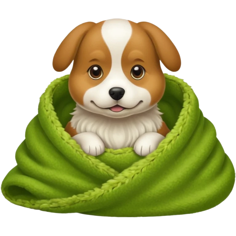 Dog inside a green pistachio blanket emoji