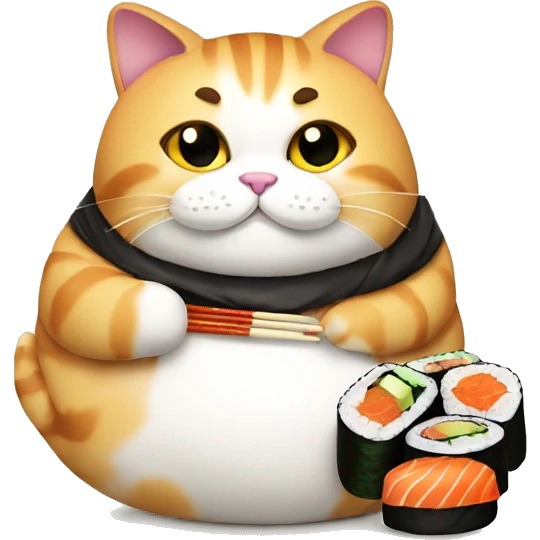 Fat cat with sushi emoji