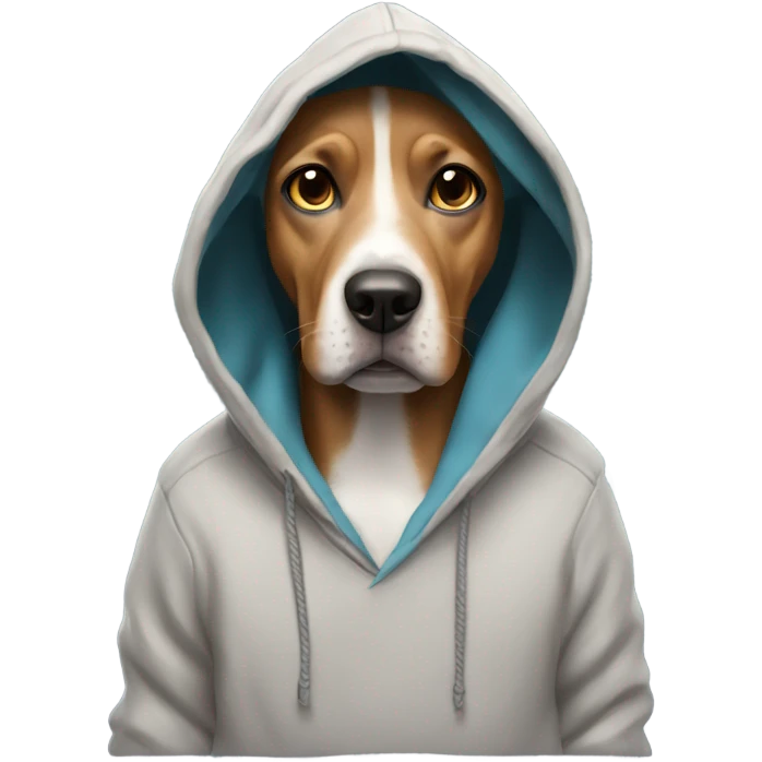 Dog wearing a hoodie with the Sunday scaries emoji