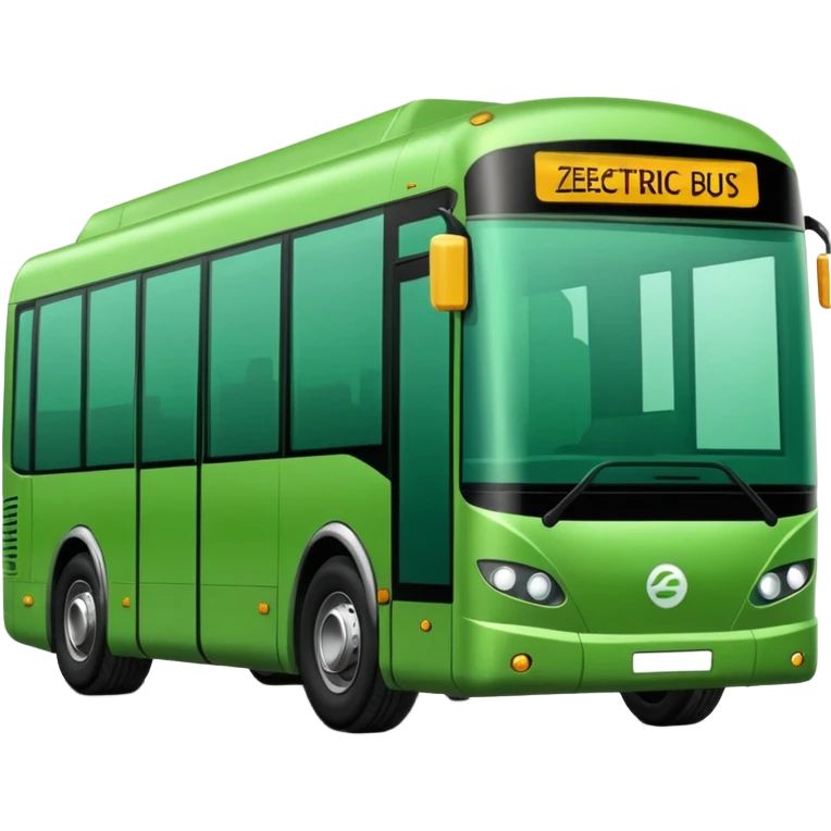 green electric bus with prominent zero-euro coin emoji