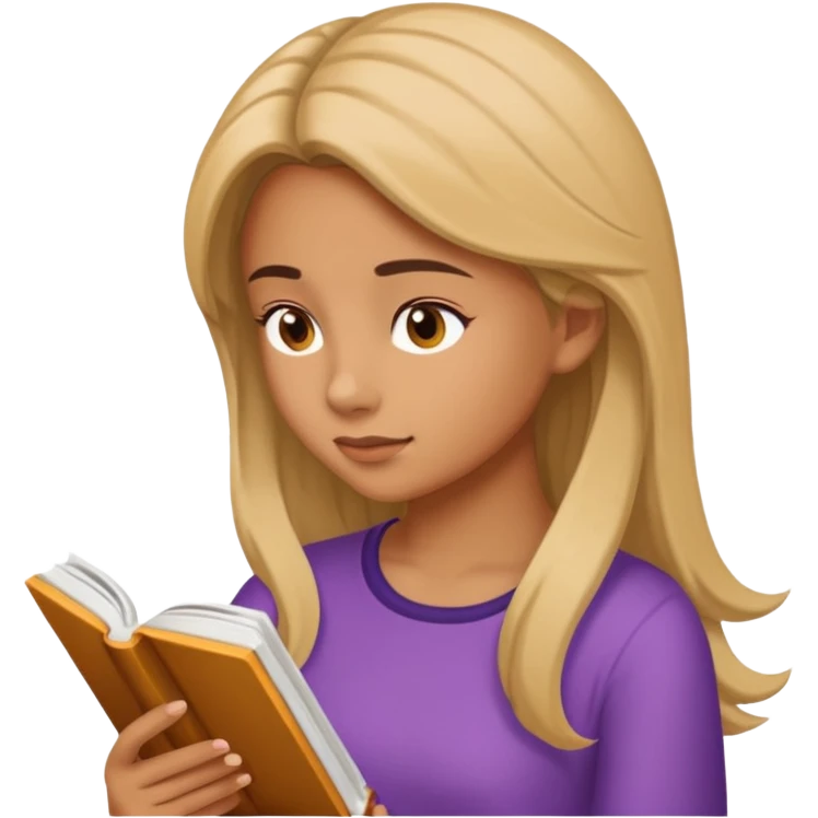 Girl Reading Comprehension, side view. emoji