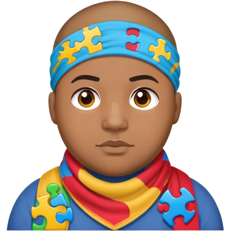 darius black man autistic chubby lock in emoji buzzcut puzzle bandana with different color emoji