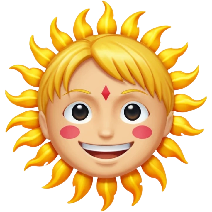 Sun God Nika from One Piece, exaggerated smile, glowing effect, playful and dynamic emoji
