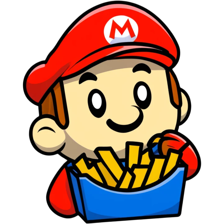 Mario eating french fries emoji