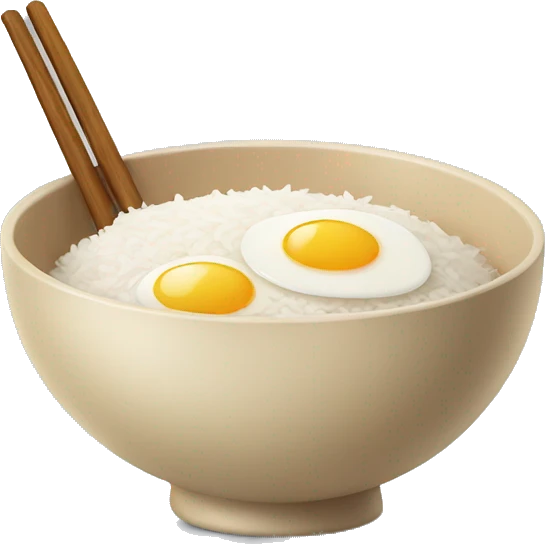 Egg in a bowl with rice  emoji