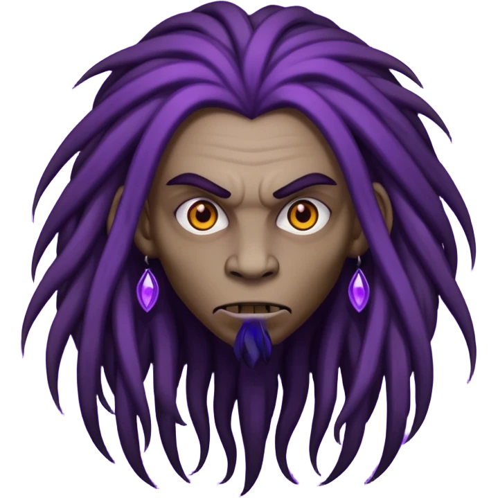 mysterious creature with long dreadlocks and dark purple evil aura emoji