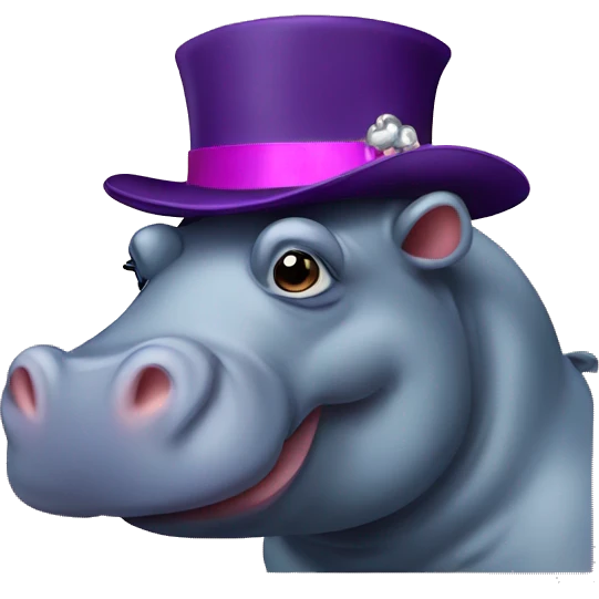 hippo with pimp hat emoji