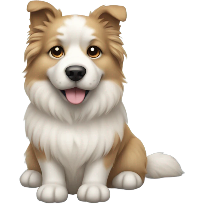 fluffy dog on tile floor emoji