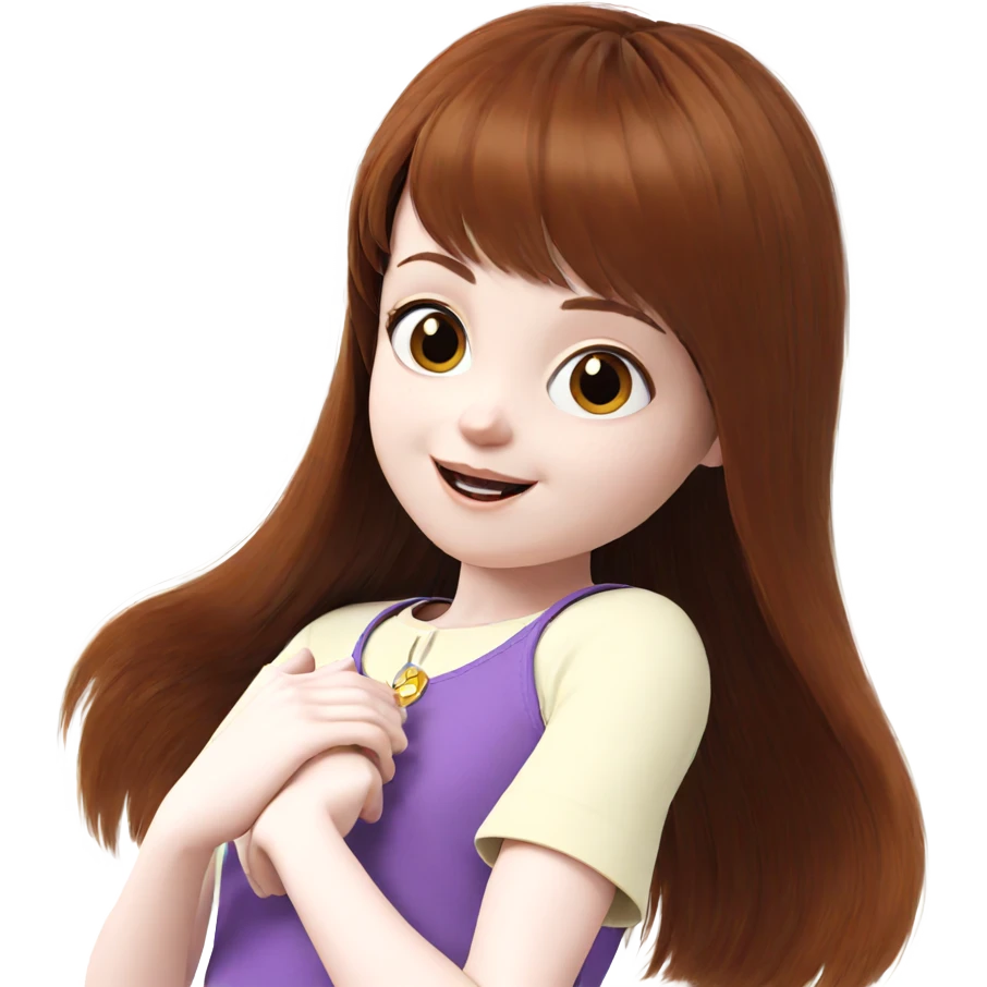 smiling girl with brown hair emoji