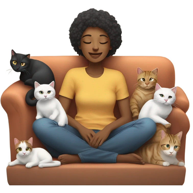 Cuddled up with my cats on couch emoji
