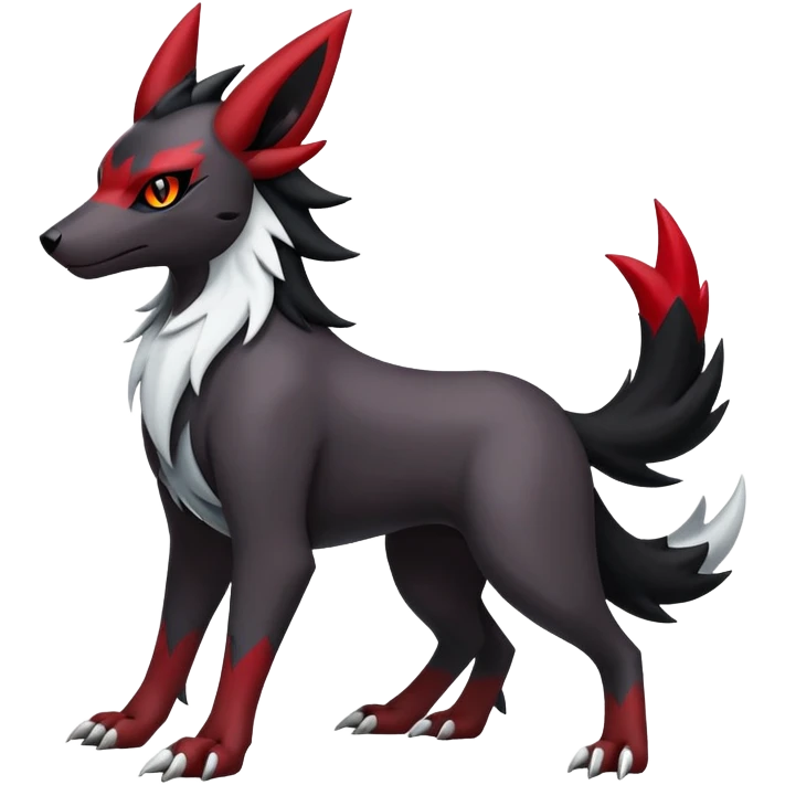 Shiny Exotic Excessive Mysterious Houndoom-HMightyena-Zorua-Zoroark-Zangoose-Houndour-Pokémon-Fakémon-hybrid-creature (full body) emoji