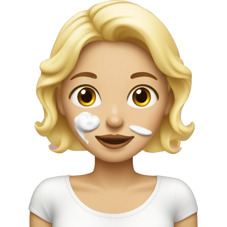 blonde girl applying cream on her face emoji