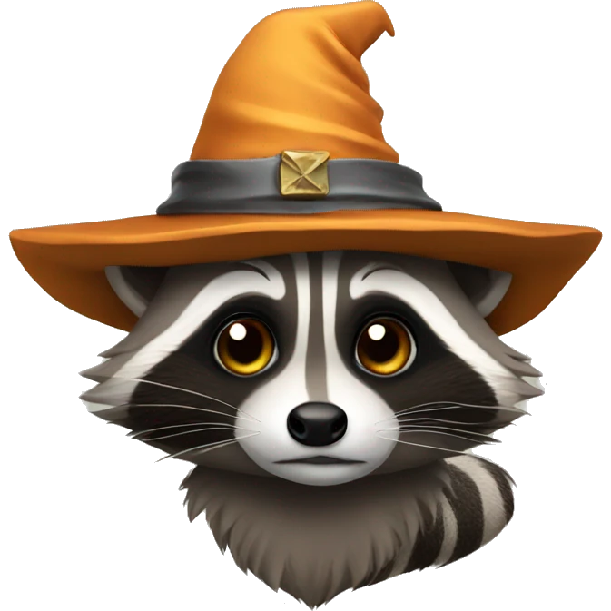 Raccoon with wizard hat emoji