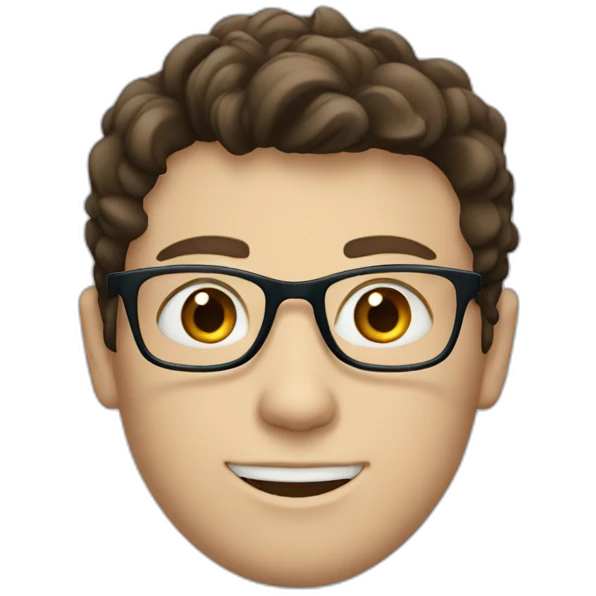 Brunette white boy with blue eyes with glasses emoji
