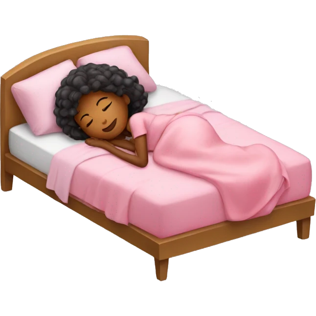 girl sleep in her pink bed emoji