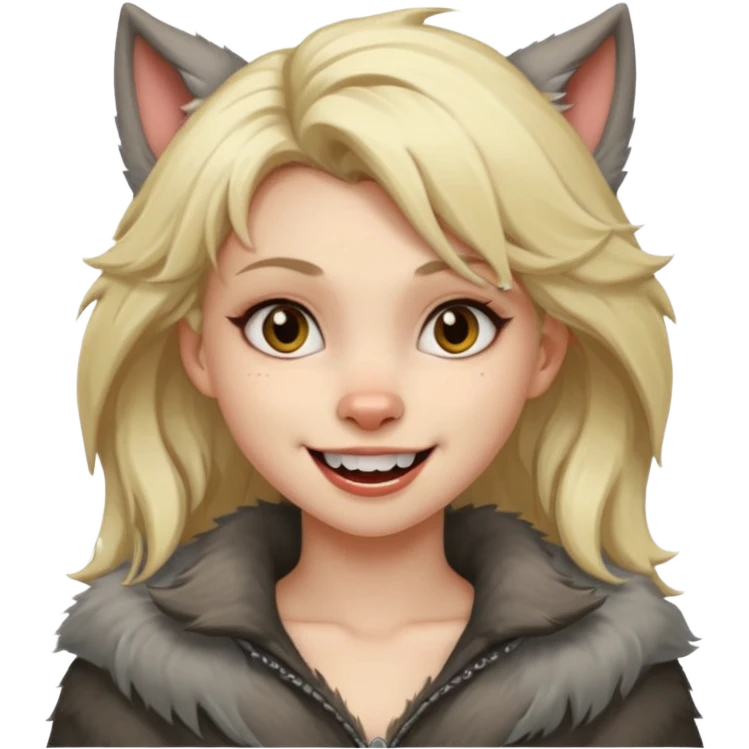Werewolf blode girl with a smile emoji