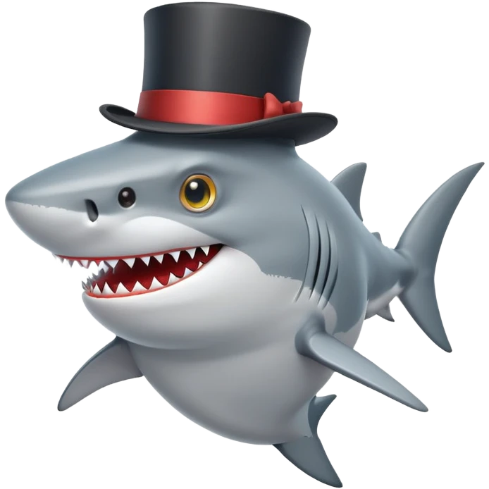 Shark with a top hat emoji