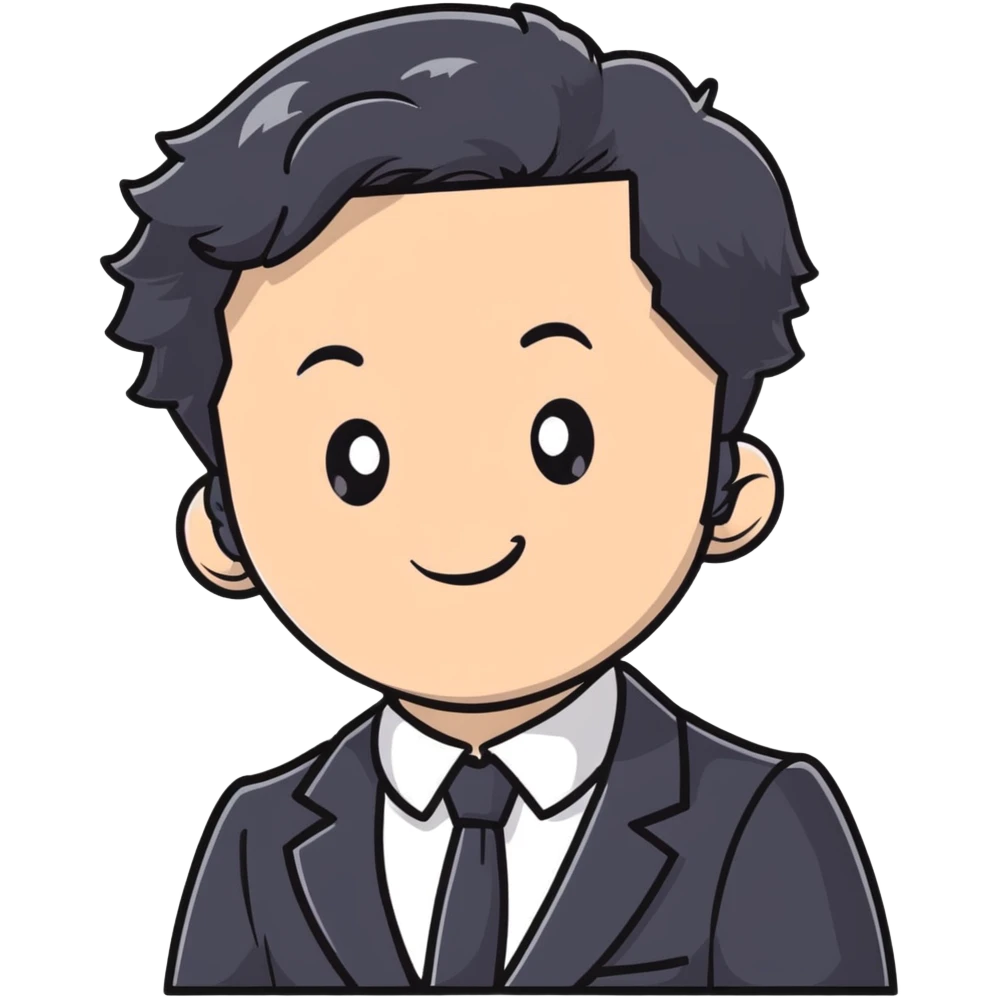 Polished headshot of a management educator with black wavy hair, stubble, strong features, white skin, smart casual attire with blazer, dynamic speaking expression, professional appearance for speaker profile emoji