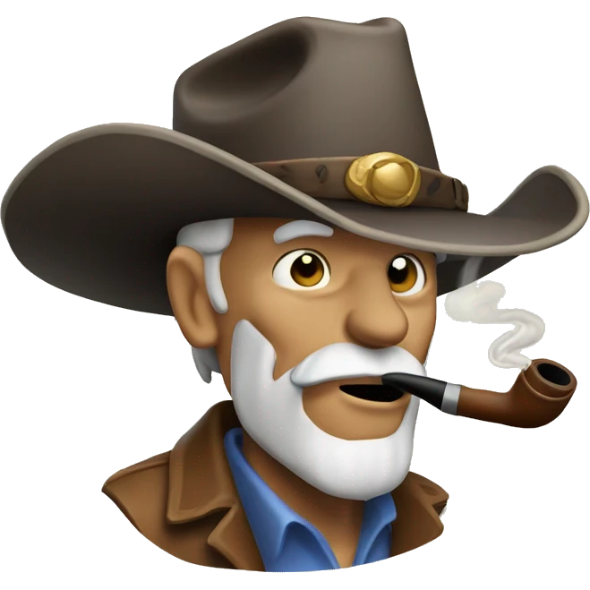 old man cowboy hat smoking pipe emoji