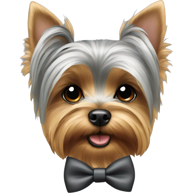 Grey yorkie with bow tie  emoji