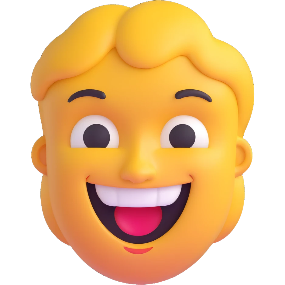 exaggerated satirical face with mocking smile emoji