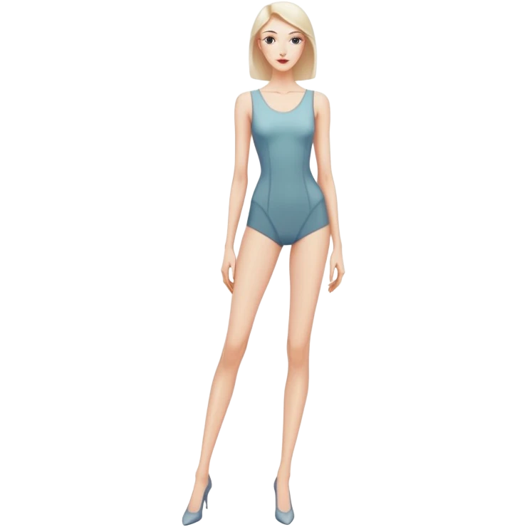 Tall slender woman with elongated arms and legs, sharp angular facial features with high cheekbones and defined jawline emoji