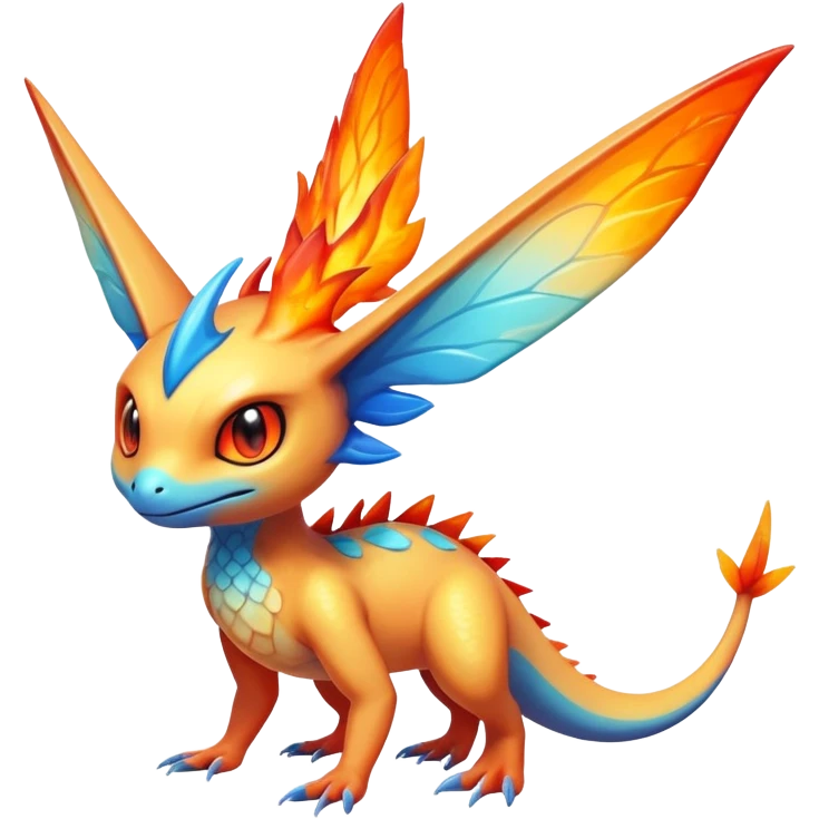 Colorful Shiny Exotic Victini-Salandit-Aurorus-Fakémon-hybrid-creature (full body)  emoji