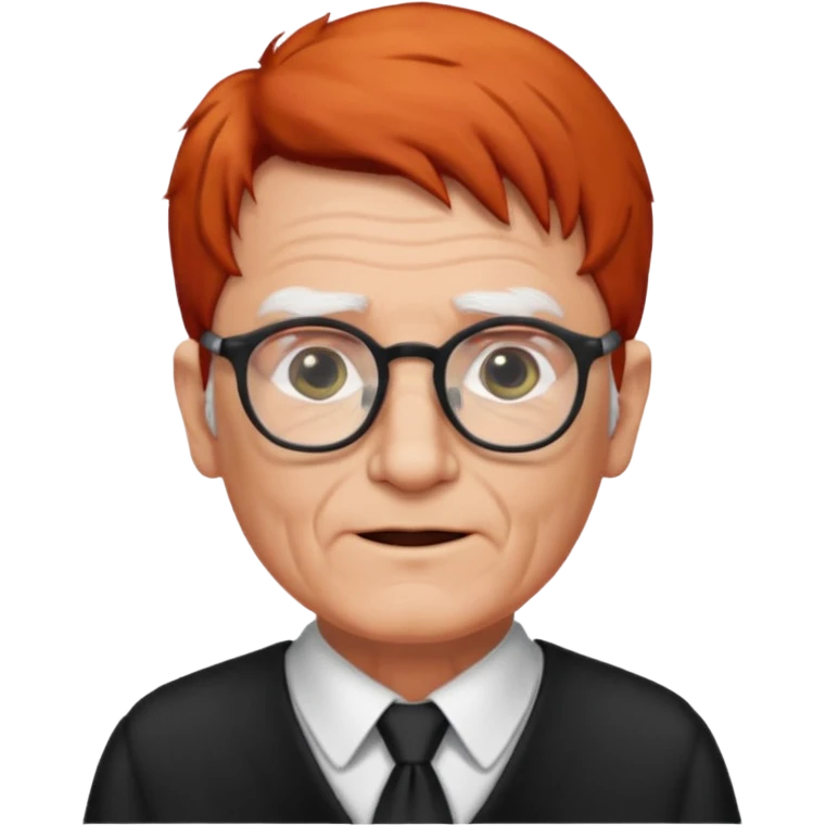 red-haired old man wearing glasses and black-white dress code emoji