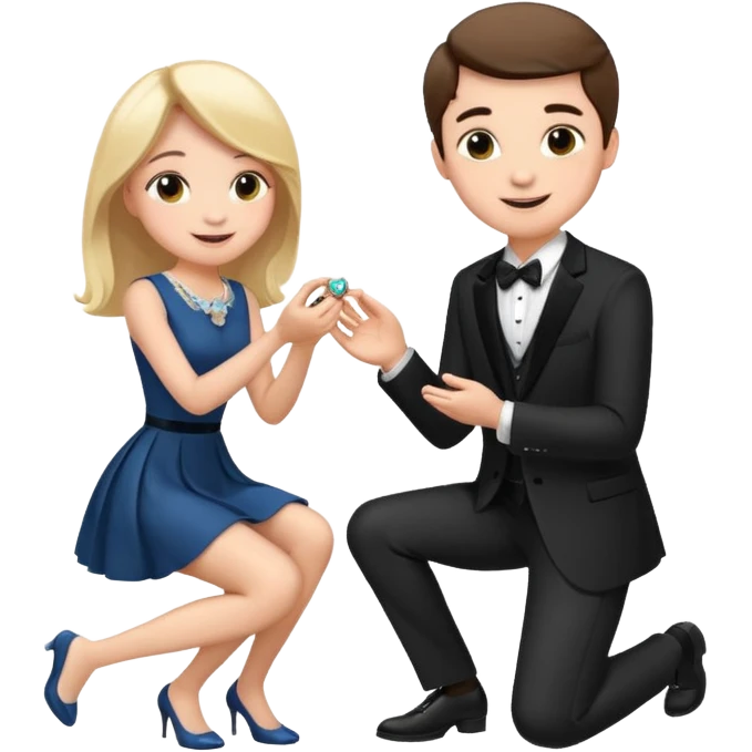 🧎‍♂️‍➡️💍💃 a boy parposing a girl and the boy on his knee and give him ring girl stand after him and shing emoji
