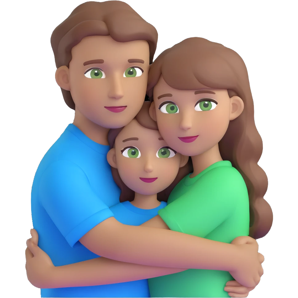 cute couple hugging, girl with light brown hair and green eyes, guy with brown hair and blue eyes emoji