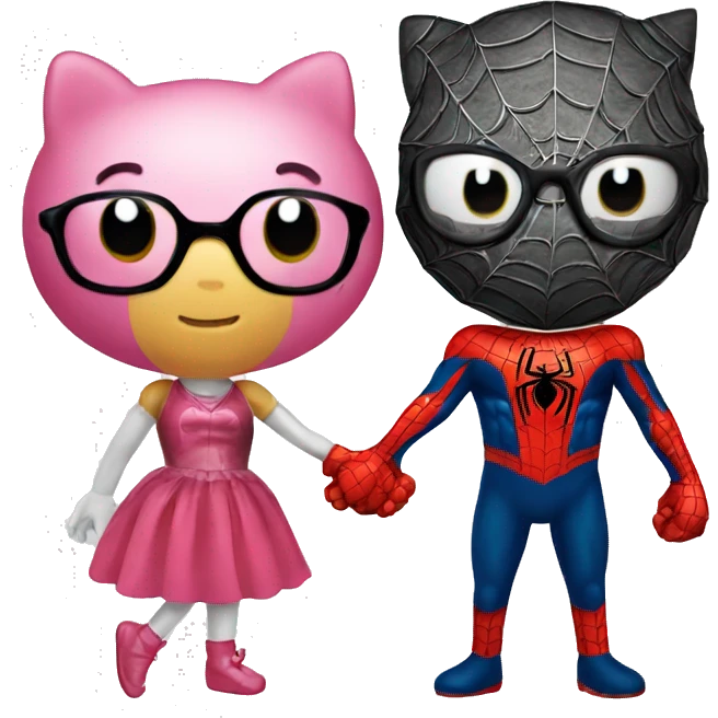 spider-man and hello kitty holding hands emoji