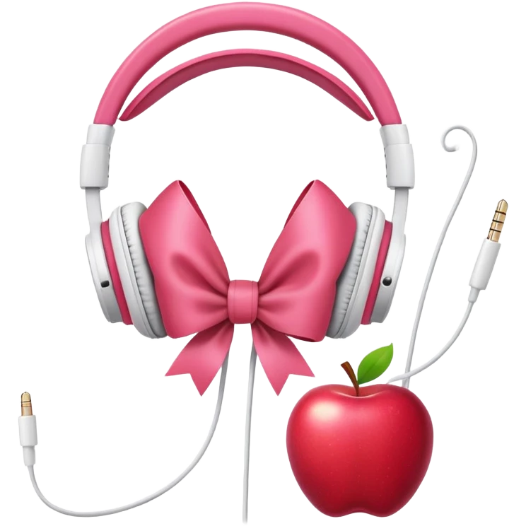 Pink bow Apple headphones emoji